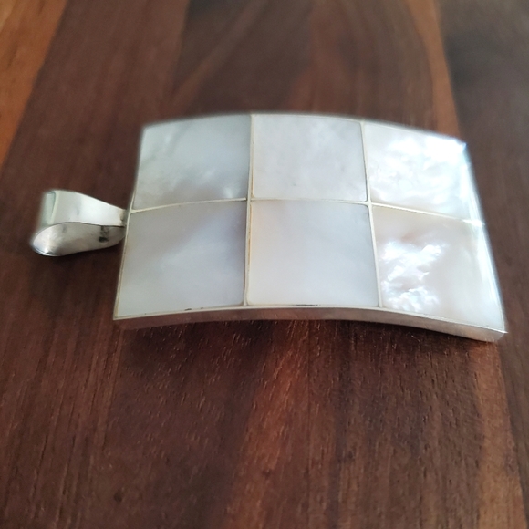 Rectangle Pendant with shell and sterling silver - Picture 3 of 6